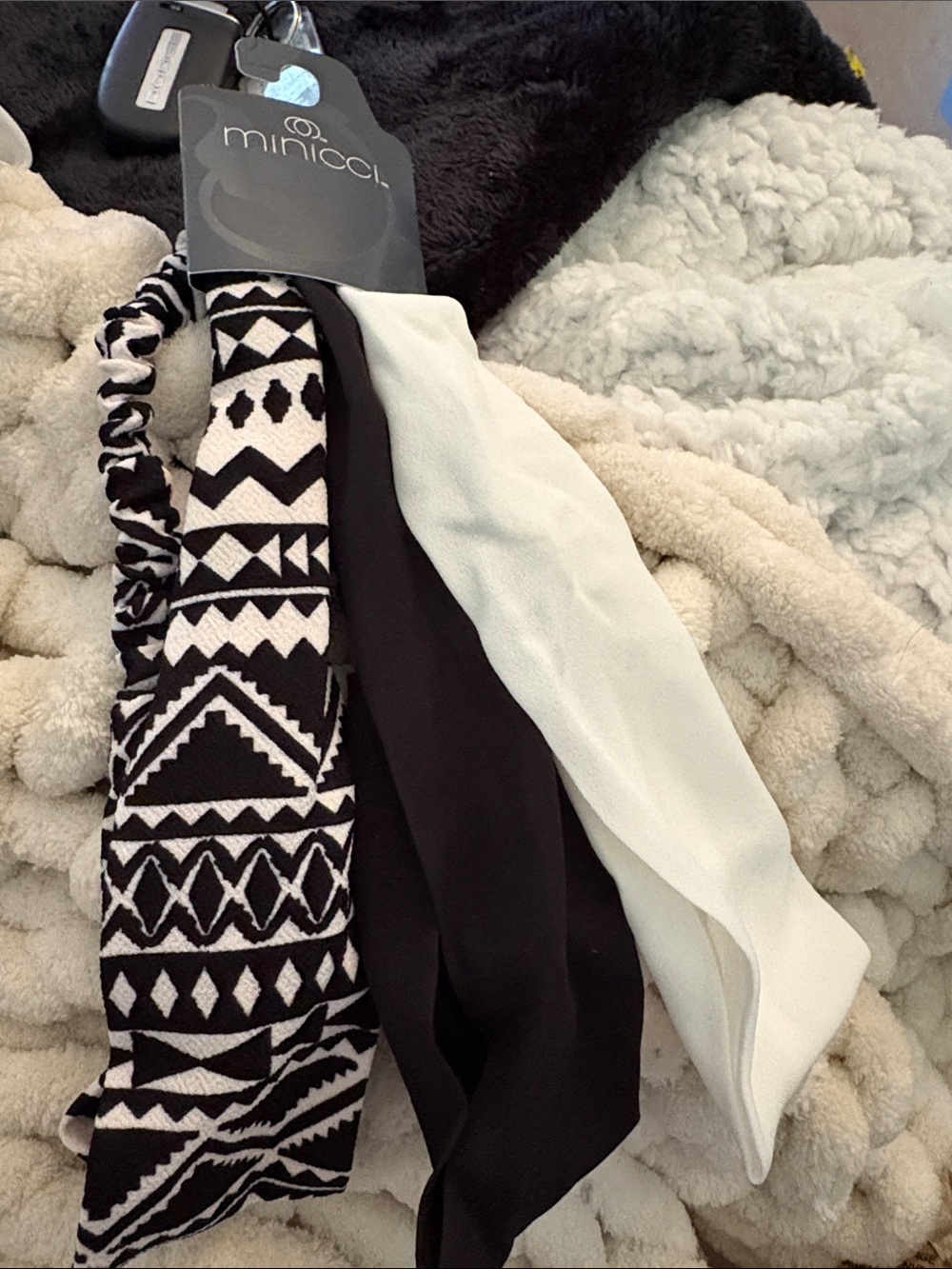 Minical Black & White Headband Set - Aztec Print + Solid